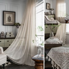 Tenda Boho all'uncinetto per soggiorno camera da letto finestra schermo tendaggio decorazione