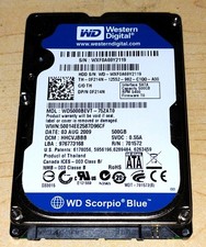 Western Digital Scorpio Blue Laptop Thin 2.5" laptop HDD - 500GB!
