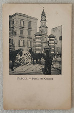 CARTOLINA NAPOLI PORTA DEL CARMINE ANIMATA CARROZZE CAVALLI '900 FORMATO PICCOLO