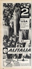 ALITALIA AIRLINES DC-7C USA 1959 Pubblicità 1 Pagina ritaglio originale