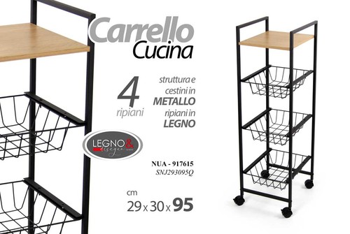Carrello cucina metallo nero - carrello,