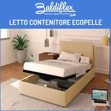 LETTO PIAZZA E MEZZA CONTENITORE ECOPELLE RETE A DOGHE IN LEGNO LICIA 120x190 cm