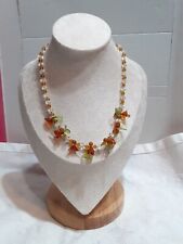 Collana Vintage In Vetro Di Murano Con Uccellini E Foglioline