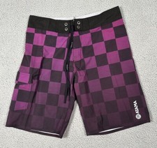 Atama Shorts Mens Size 34 35 Purple Checkered MMA Jiu Jitsu Lightweight Brazil B