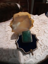 anello argento 800, grosso turchese africano rettangolare cabochon  