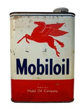 *HH* Latta Vintage Tanica Pubblicitaria Mobiloil Mobil Oil Company Olio Motori 