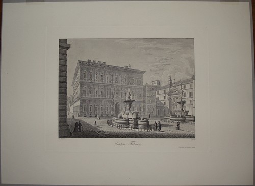 Stampa antica veduta palazzo
