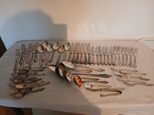 Set posate, WMF, argentato, 55 pezzi motivo a ventaglio, 49 x 90, 6 x 100 supporto argento, antico