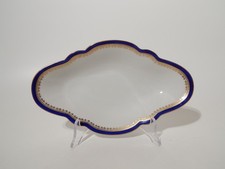 ANTICO VASSOIO RAVIERA PORCELLANA BIANCA BLU E ORO EDELSTEIN BAVARIA