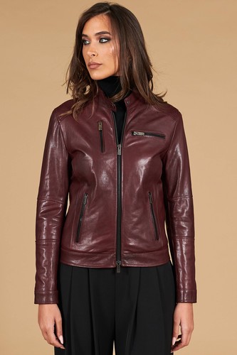 Giacca pelle vinaccio donna - vinaccio,