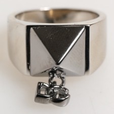 Anello DOLCE & GABBANA tono argento piramide logo DG vero ottone US10/EU62 420usd