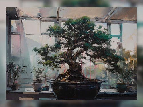 Bonsai albero giardino dipinto - bonsai,