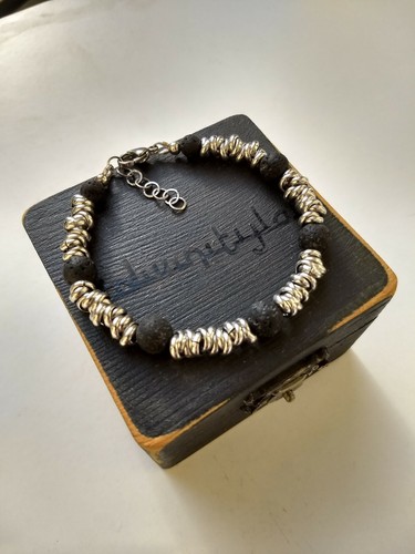Bracciale acciaio pietra - bracciale, e
