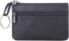 Portamonete in Vera Pelle Con Portachiavi E Cerniera - Piccolo Organizer per Mon