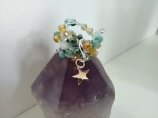 Anello fatto a mano All'uncinetto Con Cristalli E Charm