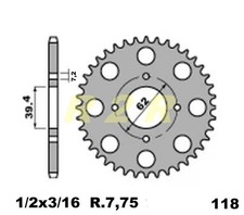CORONA CATENA MALAGUTI RIZZATO BENELLI BETA TESTI GARELLI TOMOS RIZZATO (4 fori)