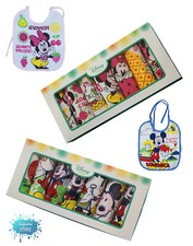 7 Bavaglini pappa per neonati in spugna plastificata DISNEY MINNIE e MICHEY