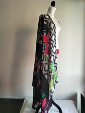 New moulticoloured scarf stole DESIGUAL sciarpa stola 100% poliestere Nuova