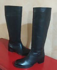 Stivali tipo Equitazione KATE Pelle Nero/Suola Cuoio Tg.37 -MADE IN ITALY- NUOVO