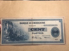 Banconota 100 Piastre Pick#78a 1945 Francia Indocina Vintage Rara_Negozio LDP.