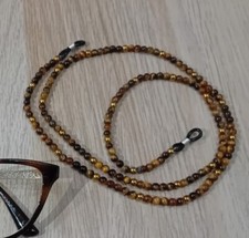 CATENA CATENELLA 70 CM PER OCCHIALI OCCHIO DI TIGRE ED EMATITE GOLD 4MM