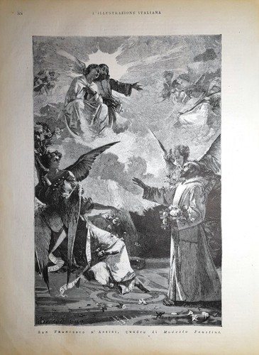 Stampa antica san - san, francesco