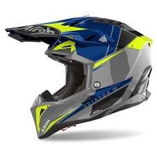 Casco Uomo Airoh Aviator 3 PUSH Blue Gloss Blu Lucido Motocross Enduro