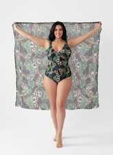 Costume Intero Donna Curvy Fino a Taglia 56 + Pareo da Mare Coordinato