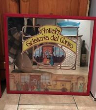 Quadro A Specchio Pubblicitario Vintage Da Collezione Antica Gelateria Del Corso