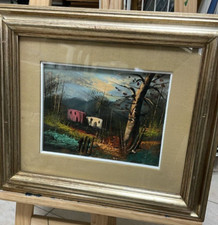 Quadro vintage olio su tavola