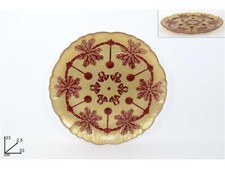 CENTROTAVOLA PIATTO VETRO ORO CON DECORO NATALIZIO ROSSO DIAM. 33X2,5CM.