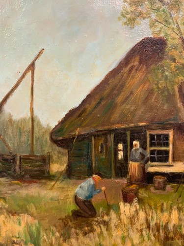 Dipinto olio tela contadini - tela,