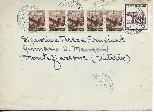 1946 50c lupa 10c striscia - +10c,