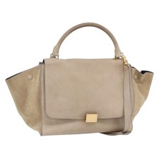 CELINE Borsa a mano trapezio pelle 2 vie beige oro originale bs30311