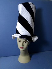CARNEVALE CAPPELLO MAXI ZEBRATO BIANCO NERO TUBA ALLUNGATA PELUCHES FODERATA  