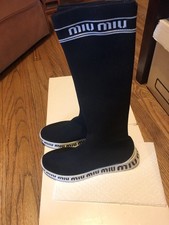 MIU MIU CALZA ALTA NERA MAGLIA