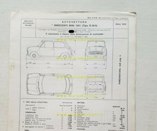 Innocenti Mini 1001 1972 ed.'73 Scheda facsimile omologazione DGM originale