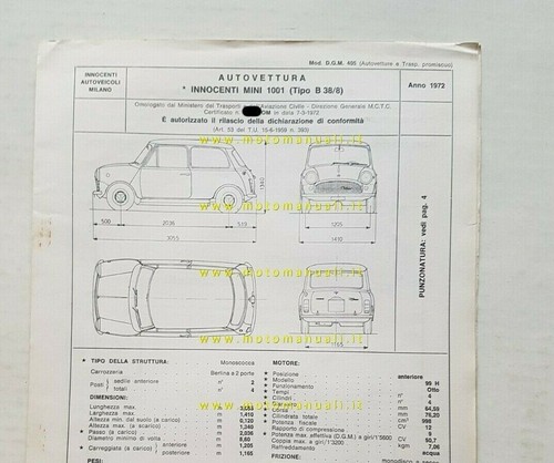 Innocenti mini 1001 1972 - mini,