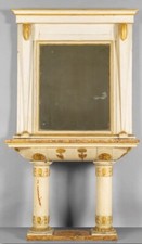 ANTICA CONSOLE  IMPERO  FREGI DORATI E SPECCHIERA FRANCIA XIX SECOLO.