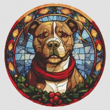 Pitbull Cucciolo di Natale Cane. Grande punto croce moderno originale