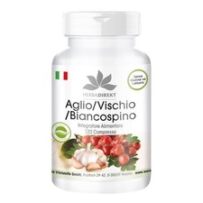 Biancospino Vischio D'Aglio - 120 Compresse Con Vitamina C; Altamente Dosato; Ve