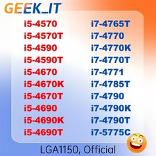 CPU Intel Core i7-5775C 4790T 4790K 4790 4785T 4771 4770K 4770 4765T 4690T 4690K