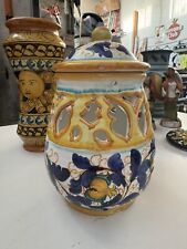 Vaso Porta Candela In Ceramica Dipinta A Mano Made In Sicilia. Sciacca