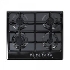 Piano cottura KUMTEL Incasso a Gas 4 fuochi 60cm Acciaio nero DOPPIA CORONA NERO
