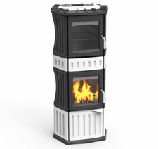 LINCAR MONELLA 185N BIANCO STUFA A LEGNA + FORNO 13,3KW CERAMICA/GHISA