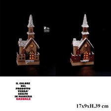 CASETTA DECORAZIONE NATALIZIA CON ALBERO + 5 LED CM 17x9x39 H ART.06478