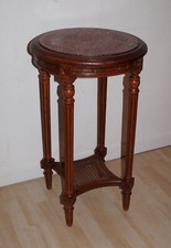 TAVOLINO PORTAVASO TRESPOLO TONDO CON PIANO IN MARMO E PIANETTO PAGLIA DI VIENNA