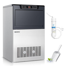 Macchina Ghiaccio Professionale, Fabbricatore Da 60Kg/24H, 140 Cubetti in 6-15 M