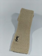 YvesSaintLaurent cravatta tie 100% lana Beige Panna  necktie A896