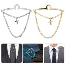  Catena per cravatta da 2 pezzi: elegante catena a croce per cravatta da uomo,